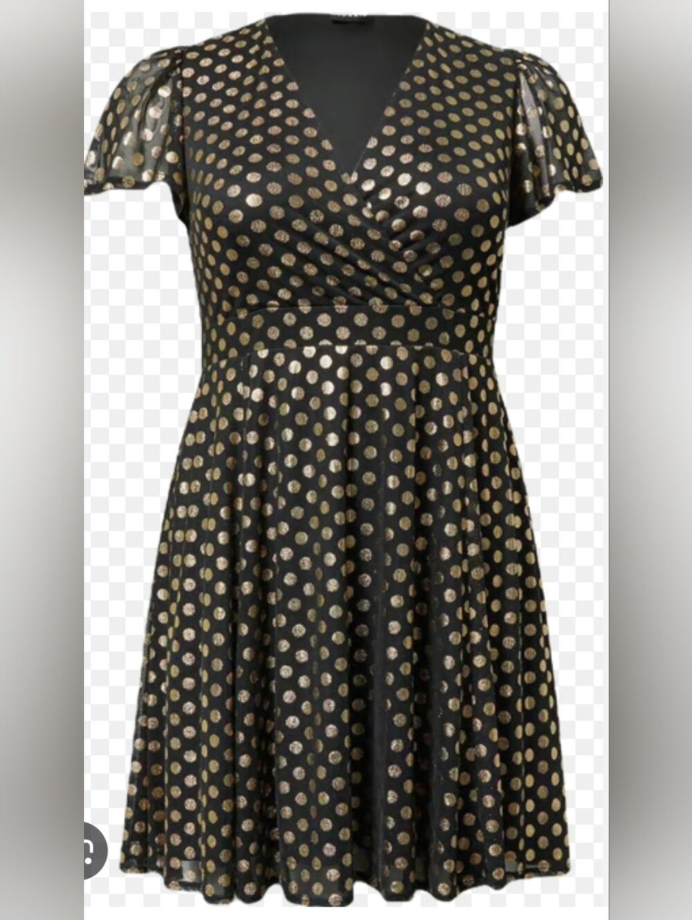 torrid Black Midi Dress with Gold Polka Dots